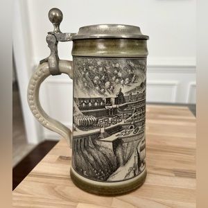 Marzi & Remy Vintage German Beer Mug Stein Heidelberg Pewter Lid Rare Vintage